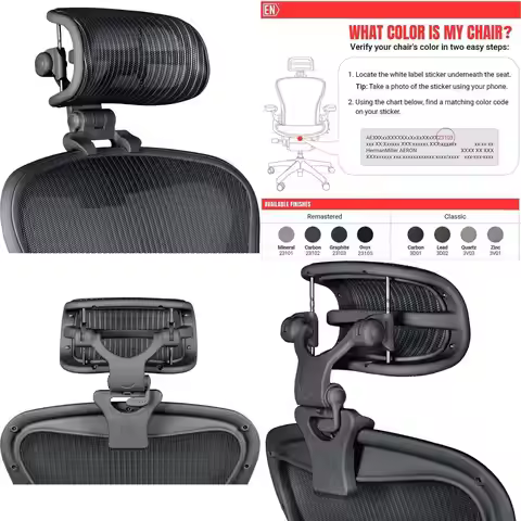 Herman Miller Aeron Chair Original Headrest - H3 Remastered, Onyx Edition