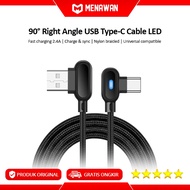90 Right Angle USB Type-C Cable LED Original Type C L Shape Gaming Cable