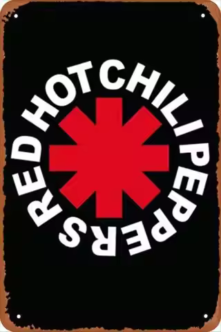1p,RHCP Logo Red Hot Chilli Peppers Red Hot Chili Decor Tin Sign Metal Poster