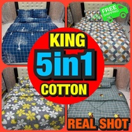Cadar &Selimut KING Cotton Fitted Bedsheet&Comforter Set 5in1 / Cadar&Selimut Set 5in1 / 床单&被单套装 5in