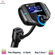 【WVH】-Bt70 Fm Transmitter Car Radio Bluetooth Kit Dual USB Qc3.0 Wireless Mp3 Player Charger Adapter