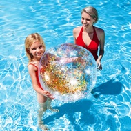 Bola Main Pantai 71cm Transparent Glitter Beach Ball - Intex 58070
