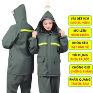 Knitted Fabric, PVC, Latex Rain Suit, Soft, Waterproof, Reflective for Motorcycle Safety Rain Coat M
