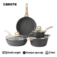 CAROTE Classic Granit Hitam Antilengket Peralatan Masak 7PCS Peralatan Dapur Cocok Untuk Semua Kompo