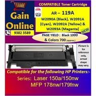 119A Compatible Toner Cart AR-2090A(B) AR-2091A(C) AR-2092A(Y) AR-2093A(M) 119A for HP Laser 150a,15