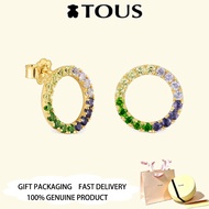 TOUS  Gold Plated Circle earrings with gemstones TOUS Straight Valentine's Day Anniversary Jewelry