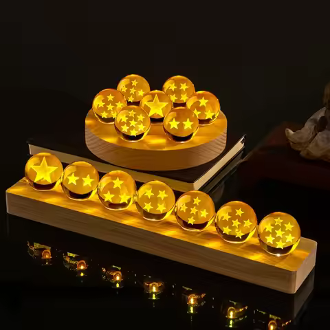 7PCS yellow Dragon Ball Crystal Ball 1-7 stars set LED lamp base USB powered animation collection ni