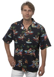 Benny's Mens Parrots and Margaritas Parrothead Hawaiian Shirt