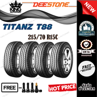 ยางรถยนต์ ขนาด 215/70R15 รุ่น T88 ยี่ห้อ Deestone 4เส้น (แถมจุ๊บลม) ยางใหม่ปี2024