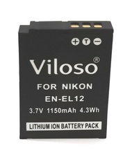 Viloso EN-EL12 ENEL12 Li-ion Battery for Nikon CoolPix S610 S610c S70 S1000pj S1100pj S6000 S8000 AW