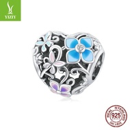 Silver Ziyun Butterfly Hollow Accessories Flower and s925diy Heart Drip Oil Loose Beads Silver Beads