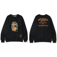 เสื้อสเวตเตอร์ Bape แท้2024เสื้อยืดคอกลมทีมผ้าฝ้ายบริสุทธิ์แบบสวมหัวคู่หญิงเสื้อโค้ทเทอร์รีผู้ชายญี่