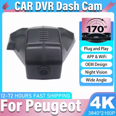 4K HD Plug And Play Dashcam Car DVR For Peugeot 3008 Allure 4008 5008 GT DS7 CROSSBACK For Citroen C