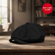 Retro British Linen Octagonal Beret Hat, Unisex Spring/Autumn Gift for Literary Style Enthusiasts