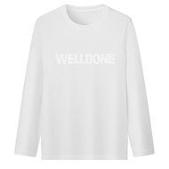 เสื้อยืดคอกลมแขนยาวทรงหลวมสำหรับผู้ชาย Dora We11done Ondine Pearl Rhinestone เสื้อชั้นในลำลองฤดูใบไม