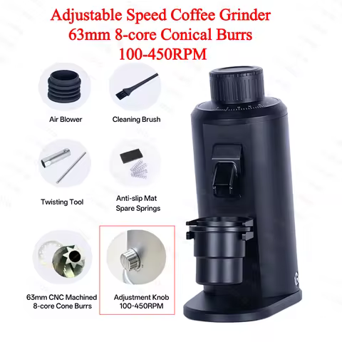 CAFOVO G163CV Adjustable Speed Coffee Grinder 63mm 8-core Conical Burrs 100-450RPM 350W Brushless Mo
