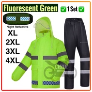 Ready Stock • High Quality Rain Coat Motorcycle Jacket Rain Suit Motor Fluorescent Green Rain Coat (
