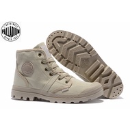 《416》Palladium ของแท้ 100 รองเท้าบูทมาร์ติน ผ้าแคนวาส สีเบจ สําหรับผู้ชาย และผู้หญิง ไซซ์ 35-45