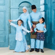 Baju Kurung Sulam Baju Kurung Set Ibu dan Anak Baju Kurung Moden Baby Blue