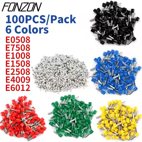 100PCS/pack insulated wire crimp terminals E0508 1008 1508 7508 2508 tubular pressure wire ferrule c