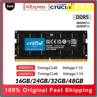 JRBAS Crucial Laptop RAM Memory DDR5 16GB 32GB 4800MHz 5600MHz 1.1V CL40 262-Pin SO-DIMM for Dell Le
