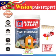 5 LITER   NIPPON PAINT WEATHERBOND ( FREE 7" ROLLER SET ) Exterior Paint  /  Cat Rumah Luar