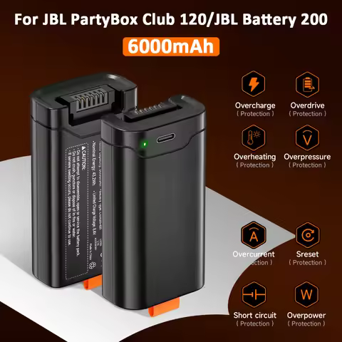 PALO 6000mAh Battery For JBL PartyBox Club 120 Battery JBL Battery 200 Spare Battery with TYPE-C inp