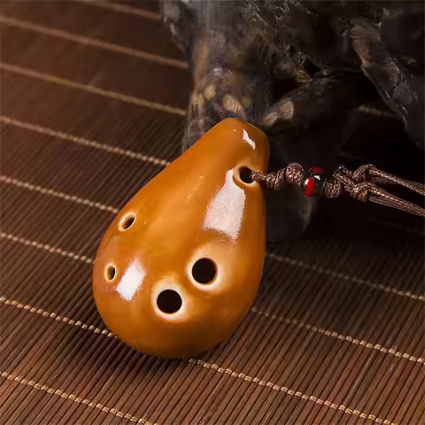 Small Flute Color Clay Ocarina Mini Wind Instrument 6 Holes Portable Whistle With Lanyard For Childr