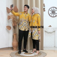 KEMEJA Batik Couple (ROMAN-store) - Baju Batik Couple Batik Tunic Modern Couple Clothing Set Couple Shirt Batik Long Sleeve Jumbo Ready Uniform