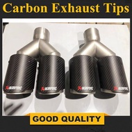 1 Piece Car Akrapovic Dual Exhaust Pipe Straight Edge Carbon Fiber Stainless Steel Double Muffler Tip