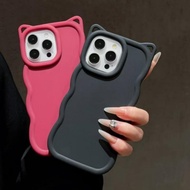 Casing for Samsung A17 A16 A15 A14 A13 A12 A11 A07 A06 A05 A05s Wavy Thickened Cat Ears Phone Case w