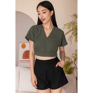 Dear Lyla Ashley Wrap Top (Olive)