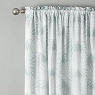Leeva Grey Leaves Semi Sheer Curtains, Non Seen Through Rod Pocket Window Treatment for Living Room,