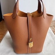 Genuine Genuine Leather Cowhide Vegetable Basket Handbag with Bucket togo Fashion Head Bag Female La