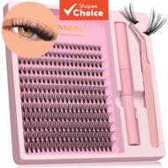 Clustered eyelashes hot selling natural DIY eyelash extension set consumables tweezers glue