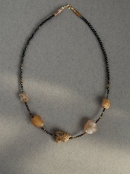 戈壁落日 - 阿拉善瑪瑙虎眼石項鏈鎖骨鏈