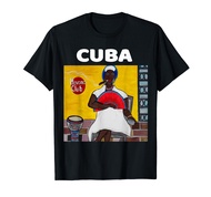 Black Afro Cuban Lady Fan Drum Cuban Cigar Havana Cuba Gift T-Shirt