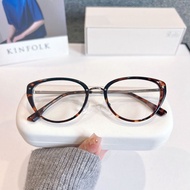 Fashion Cat Eye Anti-Blue Light Flat Glasses Women Can Be Matched Myopia Plain Face Glasses Frame yy