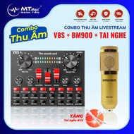 [ Xả kho ] Combo Sound card V8S+ Micro BM900 Cao Cấp  sản phẩm card âm thanh nâng cấp thêm mic thu â