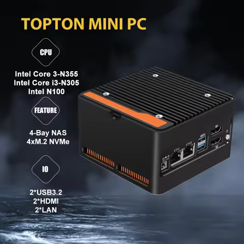 Hot 4 x NVMe Mini NAS Server 4 Bay NAS N100 i3 N305 Pocket PC with Dual LAN,Dual HDMI 2.0,USB3.2 Gen