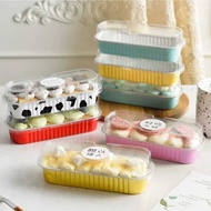 (10pcs) Aluminum Foil Cup Cake Tray Korean Desert Cake Box Mica Rectangular Cake Box Tiramisu Cake B