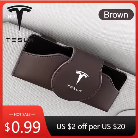 Car Sticker Tesla New Leather Car Glasses Case Sunglasses Storage Box Clip For Tesla Model 3 Model S
