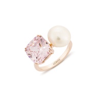 Glintz Amira แหวนเงินแท้ ฝังเพชรcz. และมุกน้ำจืดแท้ ขนาดหน้าแหวน 10x19 mm