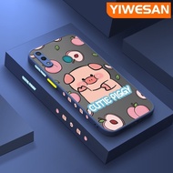 YIWESAN เคสสำหรับ Huawei Y7เคส2019ชั้นหนึ่ง2019 Y7เคสโทรศัพท์ลายการ์ตูนหมูน่ารักแบบบางฝ้าเคสโทรศัพท์ปลอกซิลิโคนคลุมทั้งหมดเคสกันกระแทกป้องกันเลนส์กล้อง