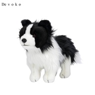 [Devoko] Border Collie Stuffed Dog Authentic-Looking Border Collie Stuffed Toy Surface