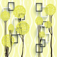 Wallpaper Stiker Dinding Motif Pohon Kuning Kotak 3D 45cm x 10M Best Quality