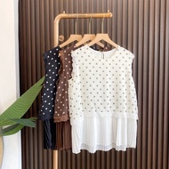 Ktb inner pleated polka blouse top 08012