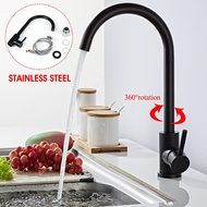 Kitchen Stainless Steel Faucet Kitchen Sink Water Tap Hot &amp; Cold Single Handle Tap 360 Rotation Kitchen Shower Faucet black