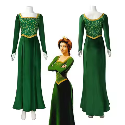 Shrek Movie Character Princess Fiona's Green Princess Gown Cosplay Costume for Halloween Stage Perfo