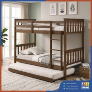 HI SEASON Muji Style Double Decker/100% Rubber Solid Wooden Bunk Bed/Katil Kayu Getah Pepeja 2 tingk